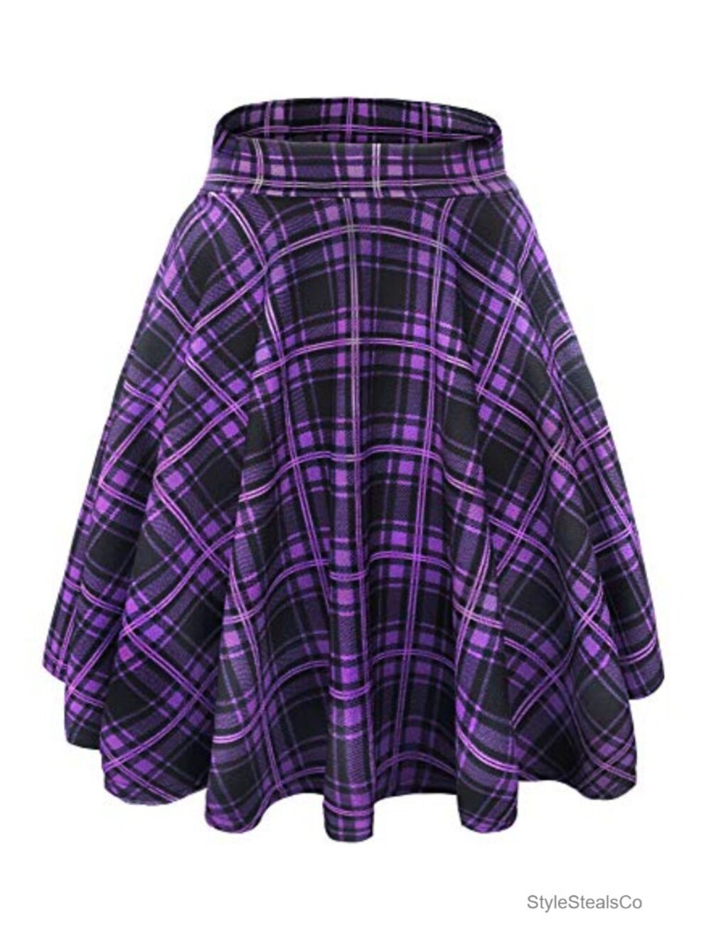EXCHIC Women's Stretchy Flared A-Line Skater Skirt Polyester Mini